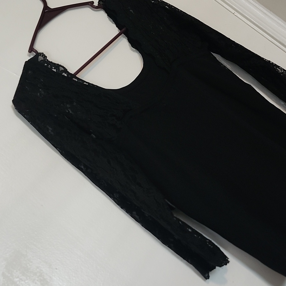 Black Lace Cardigan with Satin Trim - Picture 8 of 8